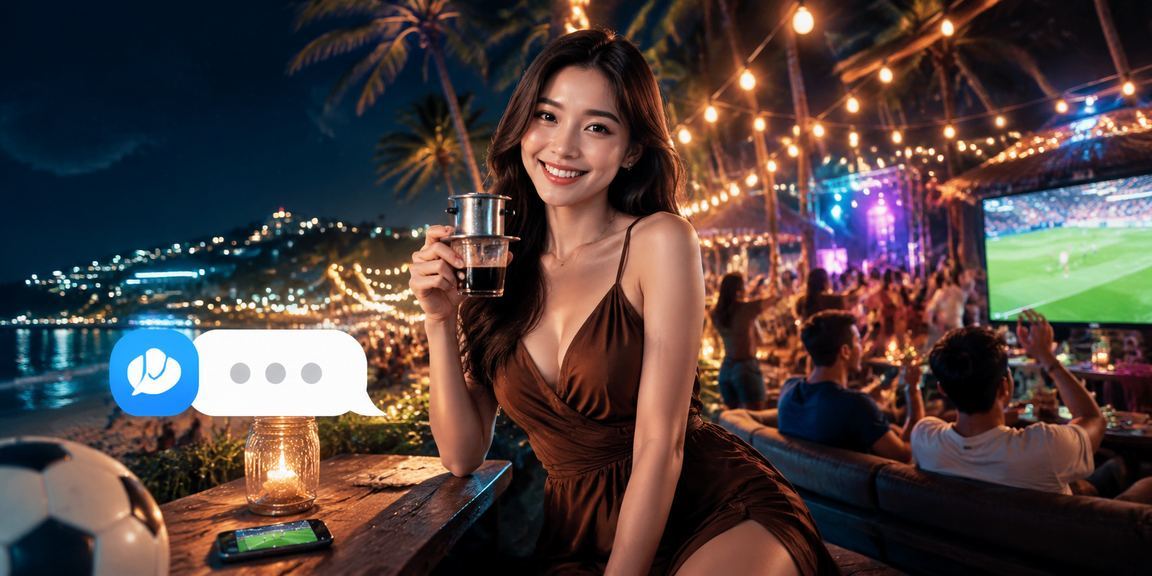 Người dùng xem thông tin cá cược thể thao tại quán cà phê Phú Quốc